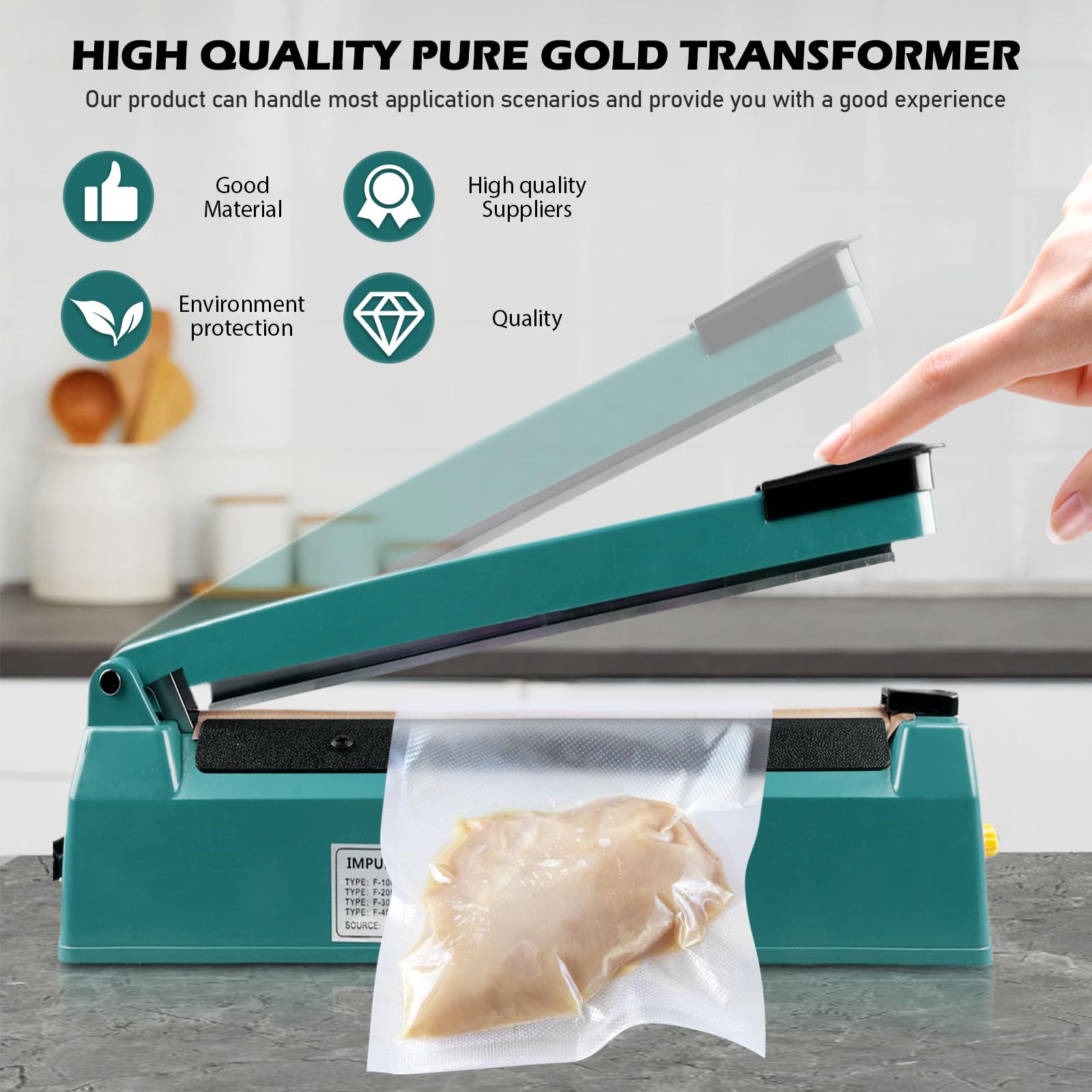 Sellador Térmico,200 M Máquina Selladora Térmica,Impulse Heat Sellador,Manual Bolsa De Sellado Máquina Para Bolsas De Película Plástica Termoplástica,Bolsas Mylar De PP Y PE