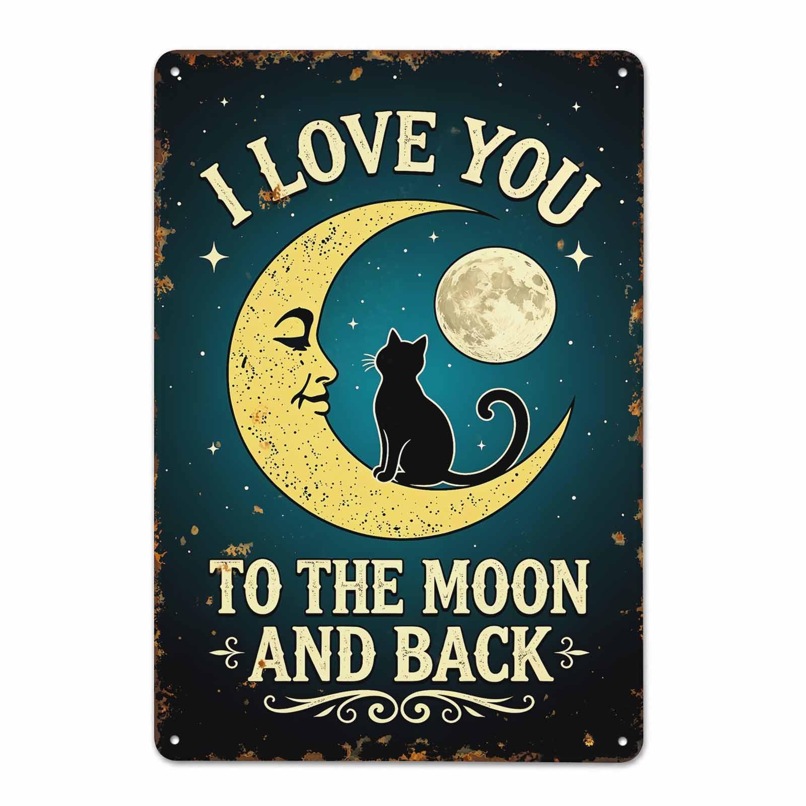 Gsrony Boys Type13 I Love You To The Moon And Back Vintage Metal Tin Sign 8X12,Waterproof