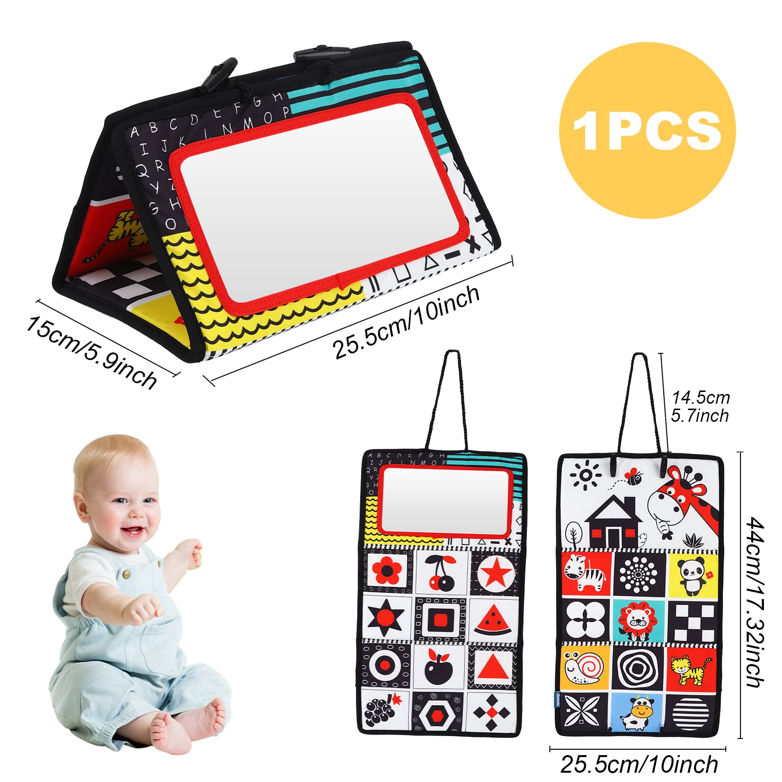 Venditer Baby Spiegel Spielzeug - Faltbarer Bauchlage Spiegel Mit Kontrastmustern