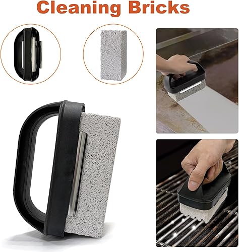 Miniatura 6 de Flat Top Grill Cleaning Kit for Blackstone 17 Pieces Griddle Cleaning Kit with Scraper,Cleaning Brick,Grill Cleaning Brush,Scouring Pads and