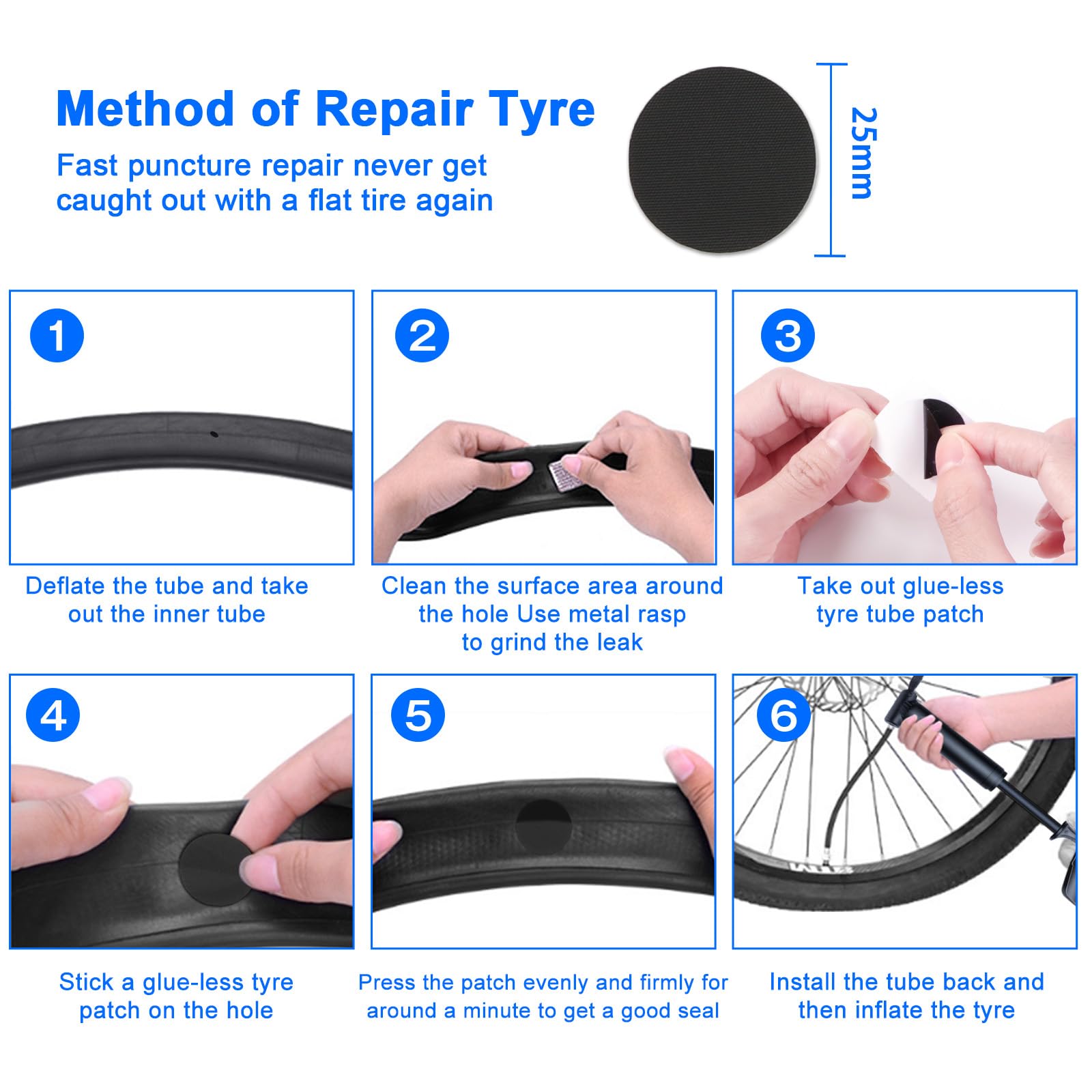 Kit Riparazione Pneumatici Bici Ninonly - 38 Pezzi Con Pompa 120PSI E Attrezzo Multifunzione 16 In 1 | Emergenza E Viaggi - Foto 8