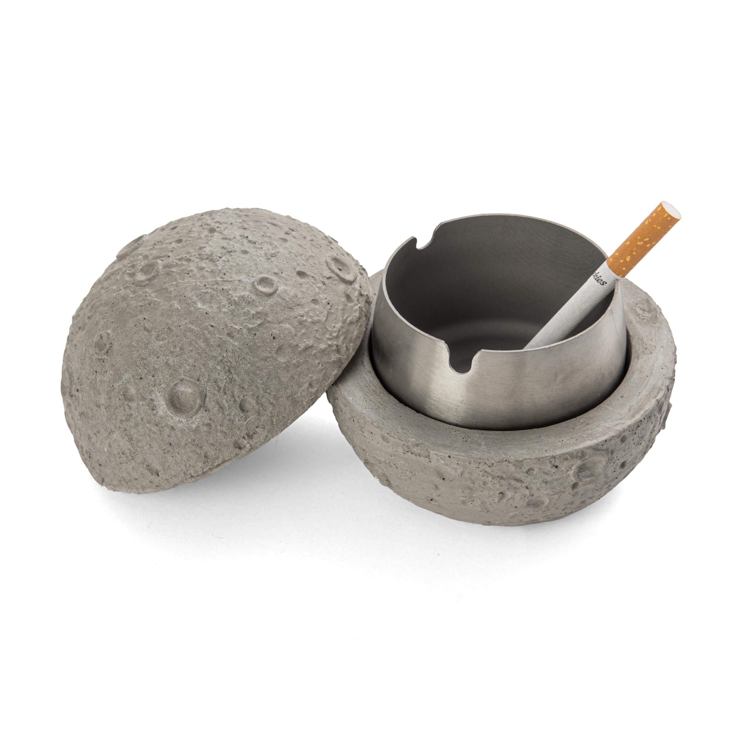 Posacenere Originale Luna Acciaio Inox Cemento Grigio 10 x 10 cm