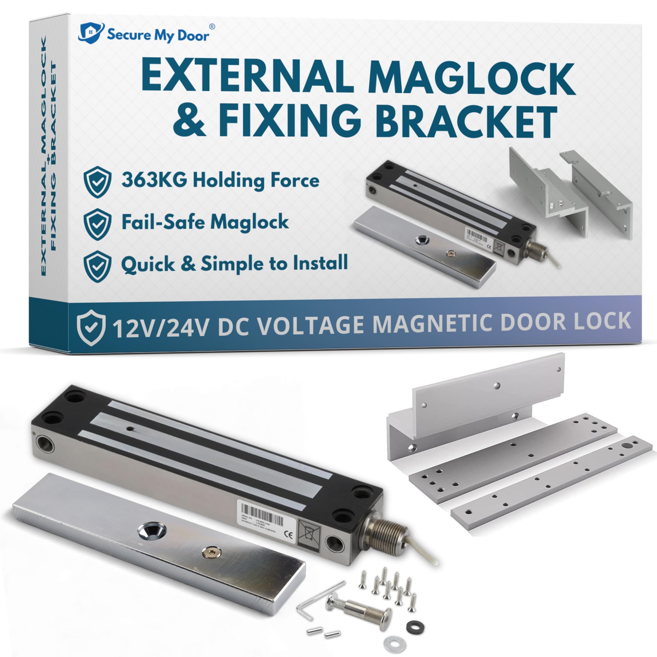 SecureMyDoor IP67 Magnetic Door Lock, with Z + L Fixing Bracket, Maglock | Fail Safe with Z & L Fixing Bracket, Door Entry or Gate Lock, IP67 External For Weatherproof, 363KG Holding Force, Outdoor-image-22