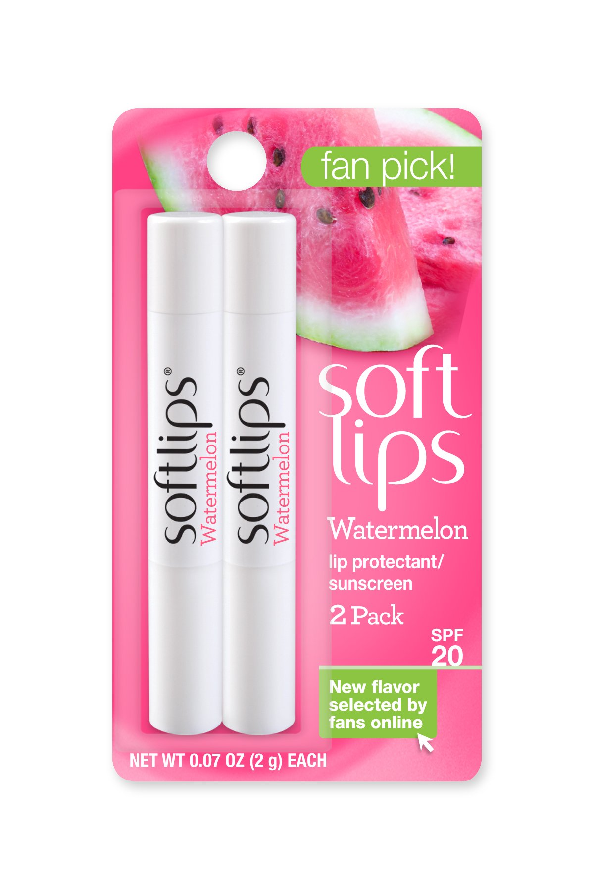 SoftLipsLip Remedies, Watermelon, 0.07 Ounce, 2 Count (Pack of 12)