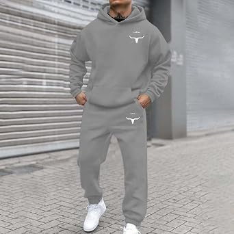 Tracksuit Mens Full Set Long Sleeve Hooded Sweatshirt and Sweatpants Set Hoodie Joggers Sets 2 Piece Fashion Sweatsuits for Men Sport Set Sweatpants and Sweatshirt Christmas