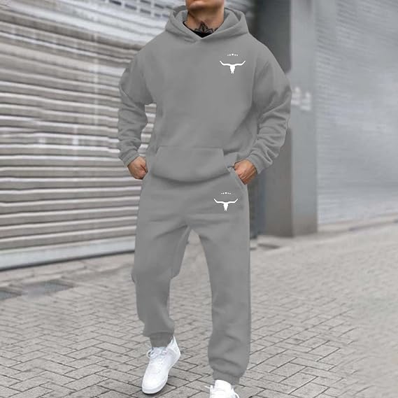 Tracksuit Mens Full Set Long Sleeve Hooded Sweatshirt and Sweatpants Set Hoodie Joggers Sets 2 Piece Fashion Sweatsuits for Men Sport Set Sweatpants and Sweatshirt Christmas