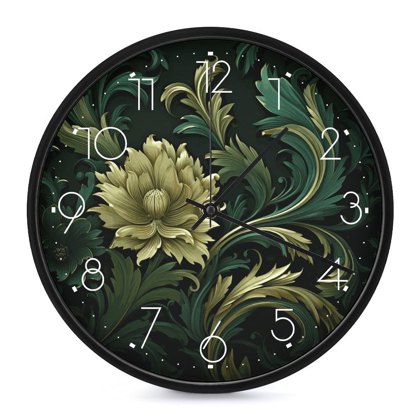 Horloge murale de salon ronde verte déco pour la chambre