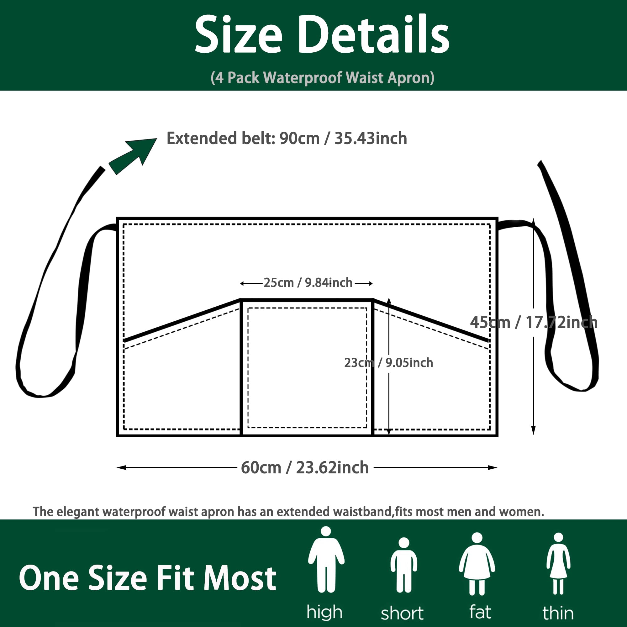 umboom 4 Pack Black Waterproof Waist Apron - Image 2