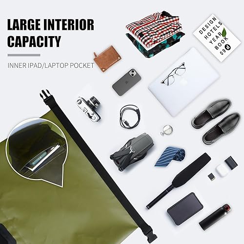 Miniatura 4 de SEPEAK - Mochila impermeable IPX6 de 35 L, con cierre enrollable, accesorios para kayak, artículos esenciales para camping, natación, playa, pesca,
