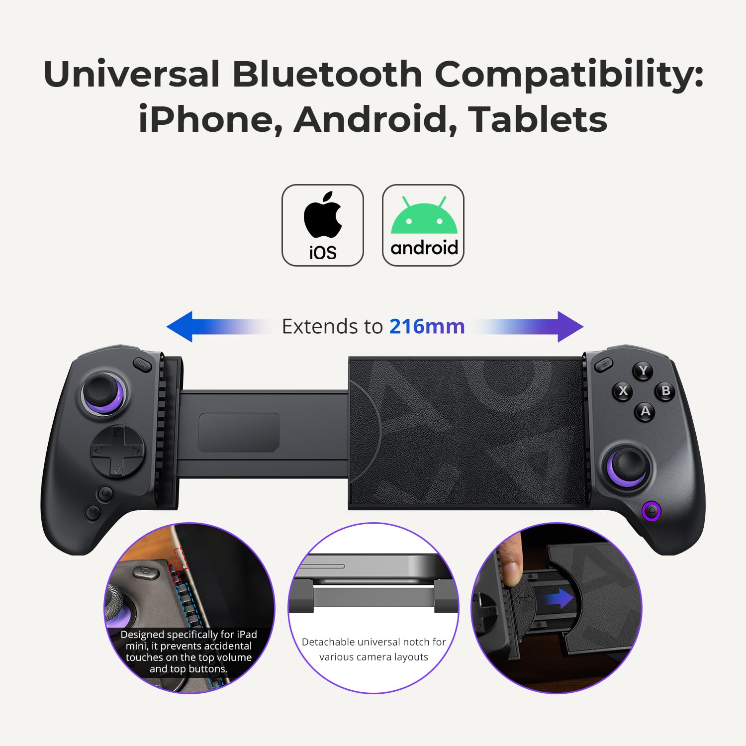 S8 - Controlador de juegos móvil Bluetooth azul retro para iPhone 15/16/17, iPad, teléfonos Android, tabletas, Switch 1 y 2, gamepad inalámbrico con gatillo de joystick Hall, botones traseros