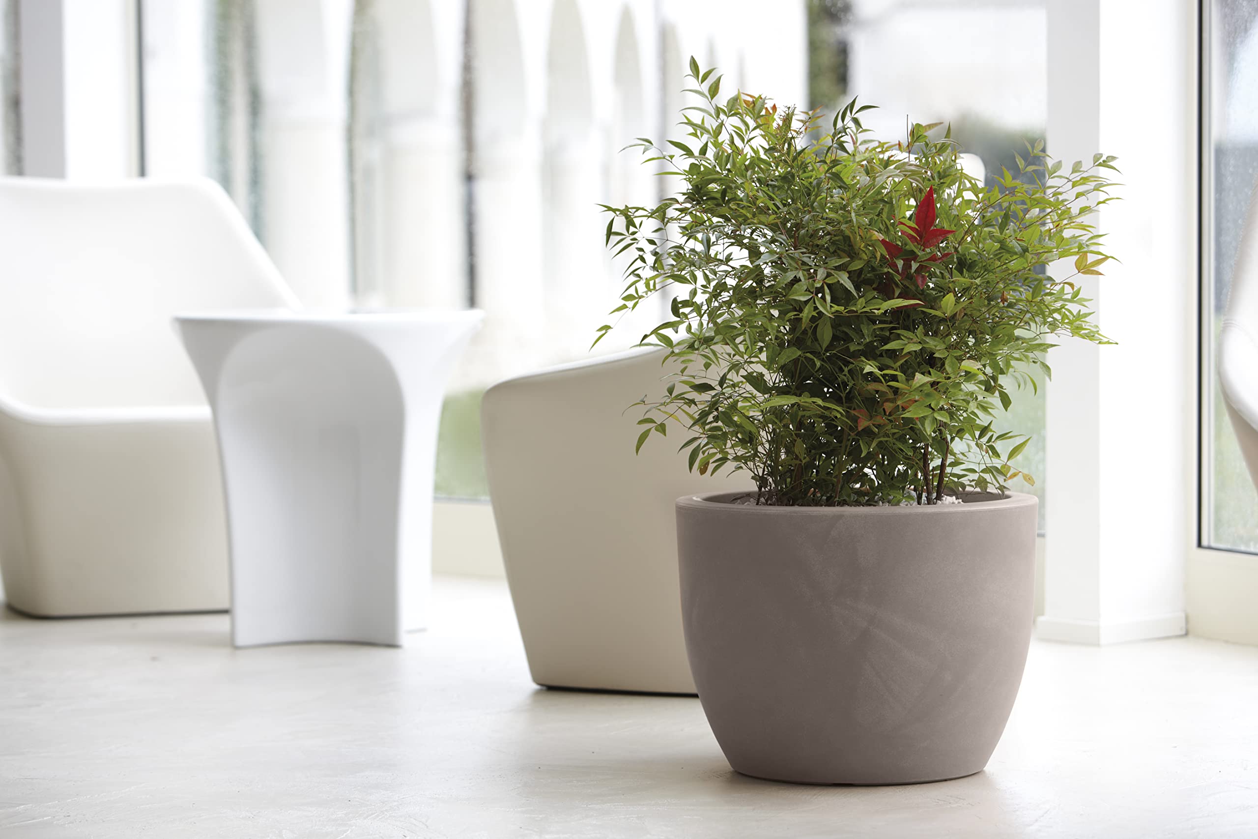Nicoli Vaso Hera Matt in resina opaca per interni ed esterni, design moderno resistente a urti e raggi UV, ideale come vaso decorativo da giardino o terrazzo, Ø 50 cm, ANTRACITE
