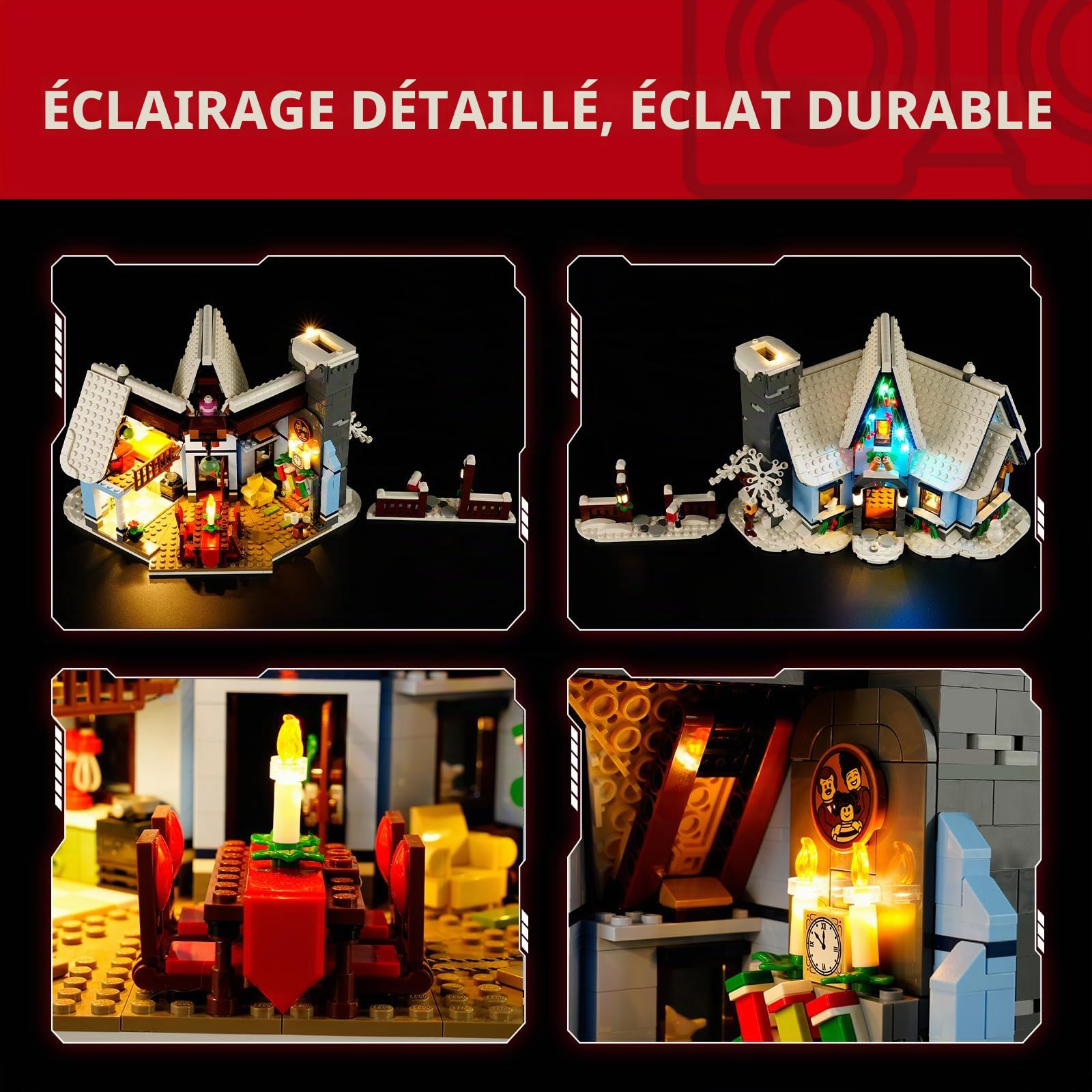 BRIKSMAX Kit d'éclairage 2.0 pour la visite du Père Noël – Éclairage LED innovant compatible avec Lego Christmas 10293 Set (non inclus)