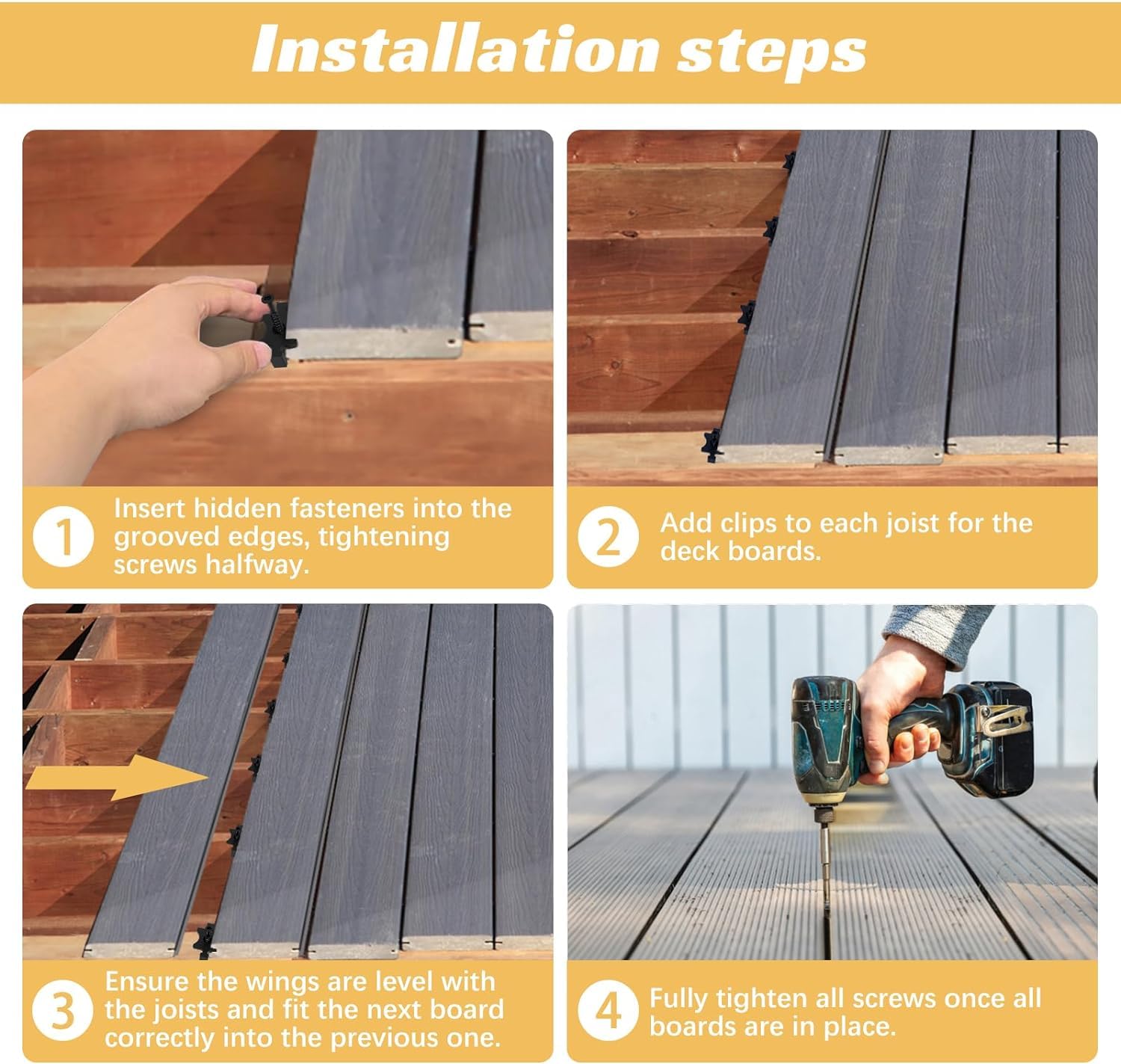 500 Pack Hidden Deck Fasteners For Composite Decking