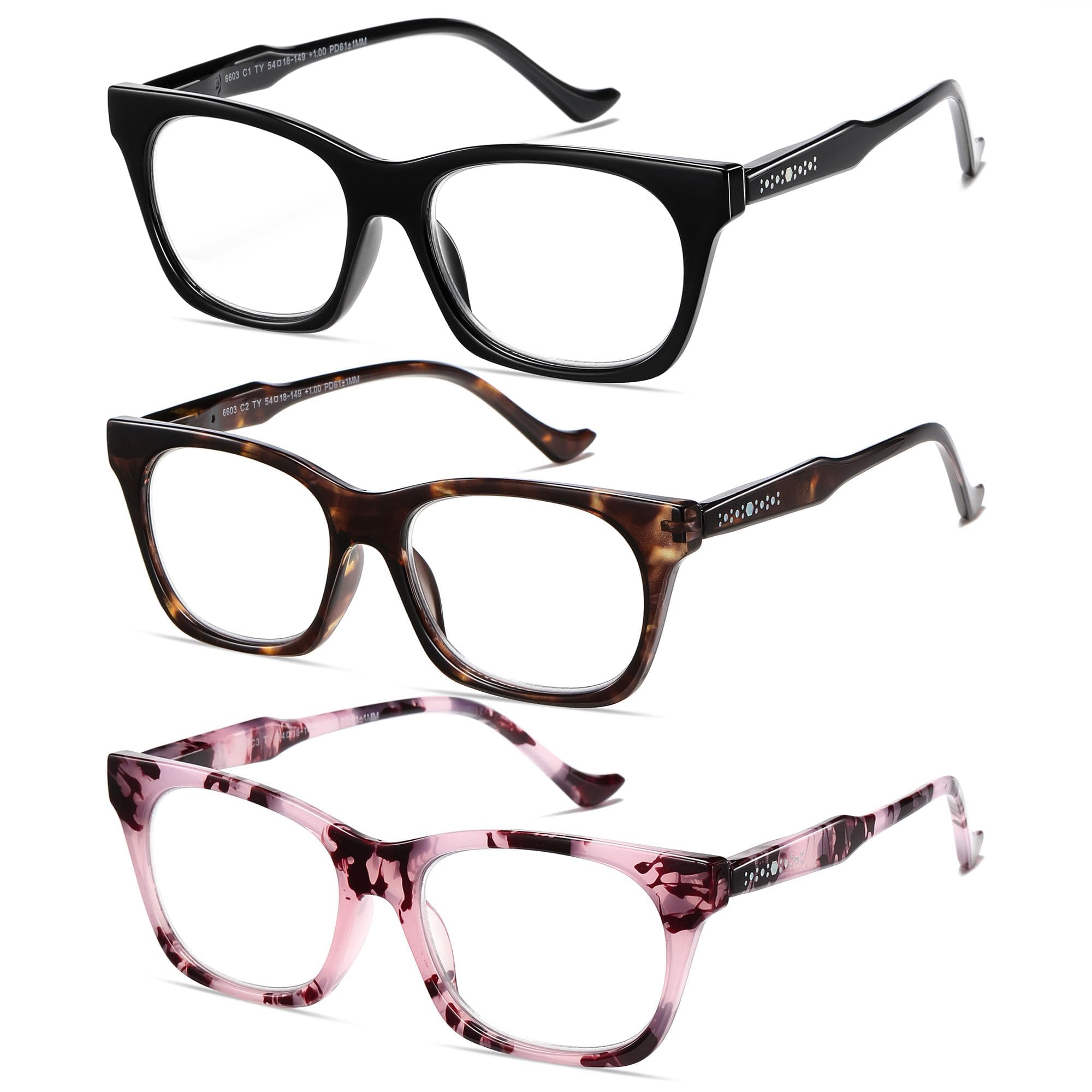 SUNAMOY Oversized Reading Glasses Women Oprah Style Blue Light Large Big Computer Reader Spring Hinge Cat Eye Square