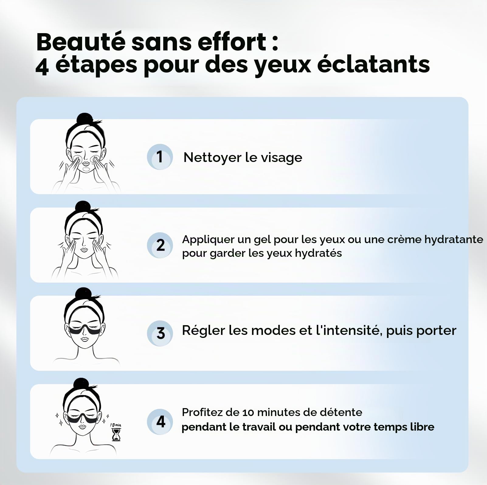 Yeux - Lunettes de thérapie à la lumière rouge avec 3 niveaux de micro-courant - Appareil de beauté revitalisant pour les cernes, les ridules et les rides - Soulage la fatigue oculaire