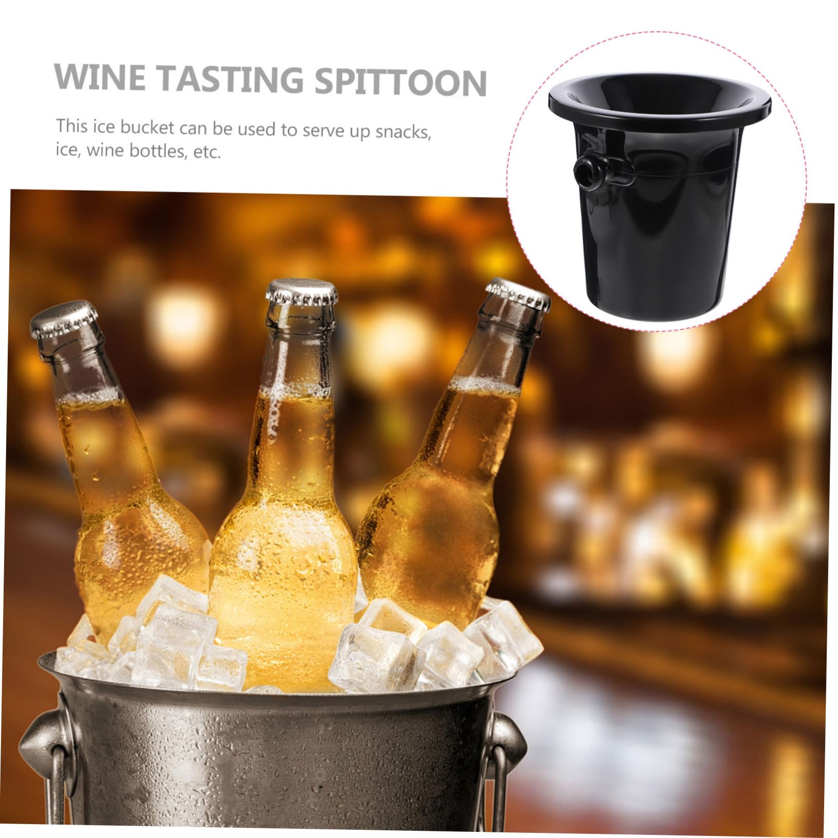 Escupidera Creativa para Cata de Vinos, Juego de 3 Piezas | Plástico Negro, Boca Ancha Redonda, Estilo Occidental, Acabado Liso, Uso en Bares y Tiendas Especializadas
