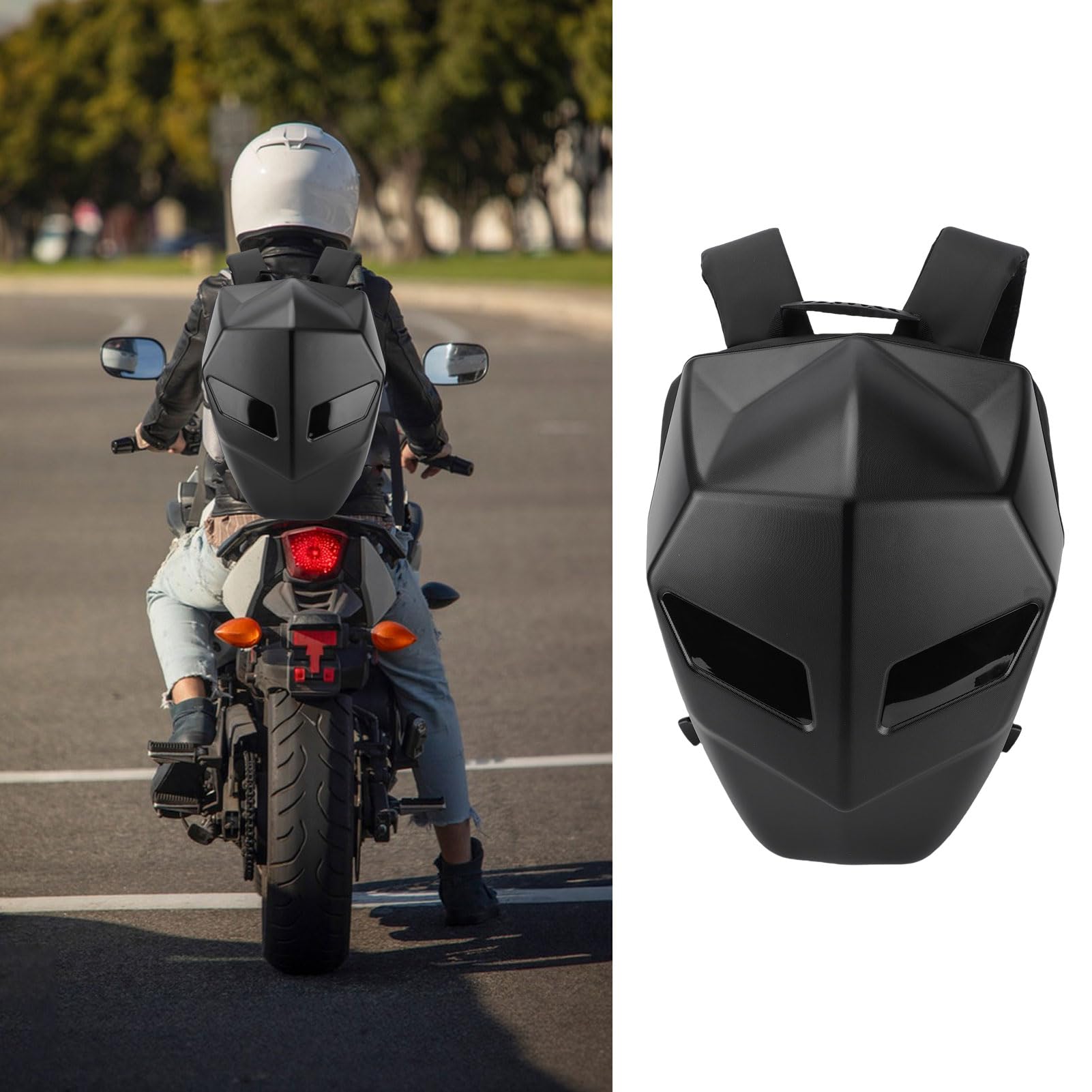 Plecak Motocyklowy LED, Torba na Motocyklowy z twardą skorupą, Kontrola Aplikacji, Programowalne Samodzielnie, Automatyczna Regulacja Jasności, Plecak na Laptopa Jazdy