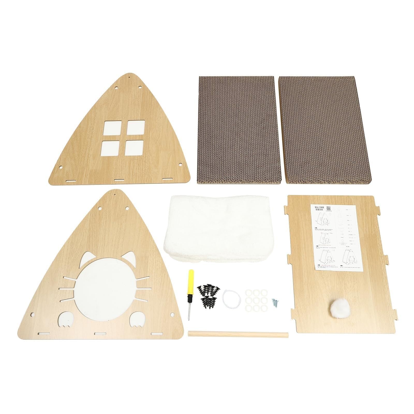 Generic Tiragraffi per gatti, Razze grandi, Struttura triangolare Polpa densa portante impermeabile, Lunga durata, Design verticale, Cartone ondulato, Palline giocattolo peluche