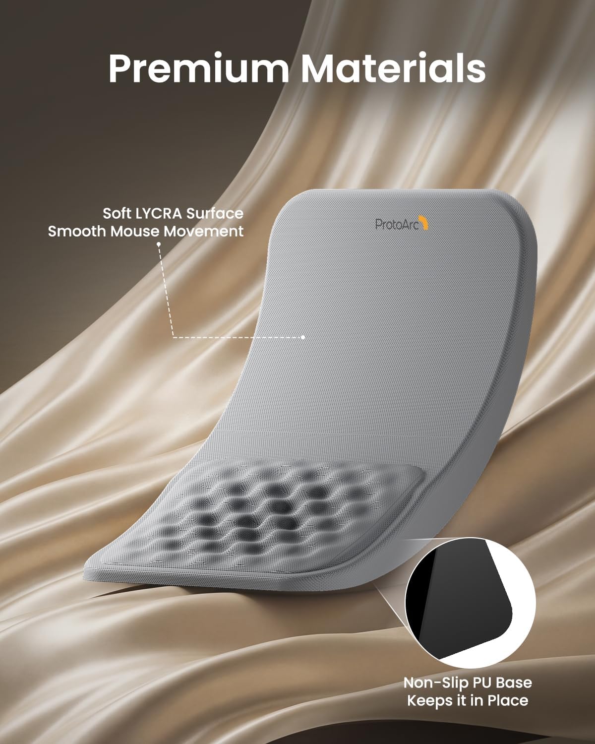 ProtoArc Ergonomic Mouse Pad with Wrist Rest, MP50 Mousepad with Massage Design, Soft Memory Foam and Non-Slip PU Base for Pain Relief, Desk, Home, Office, 12x8 Inches, Gray