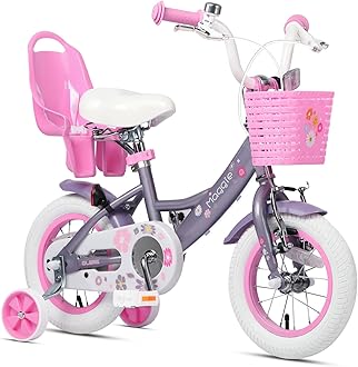 Maggie 12 14 16 20 Inch Kids Bike for 2-13 Years Old, Girls Bicycle with Doll-Seat & Basket & Stabilisers & Kickstand, Multiple Colors