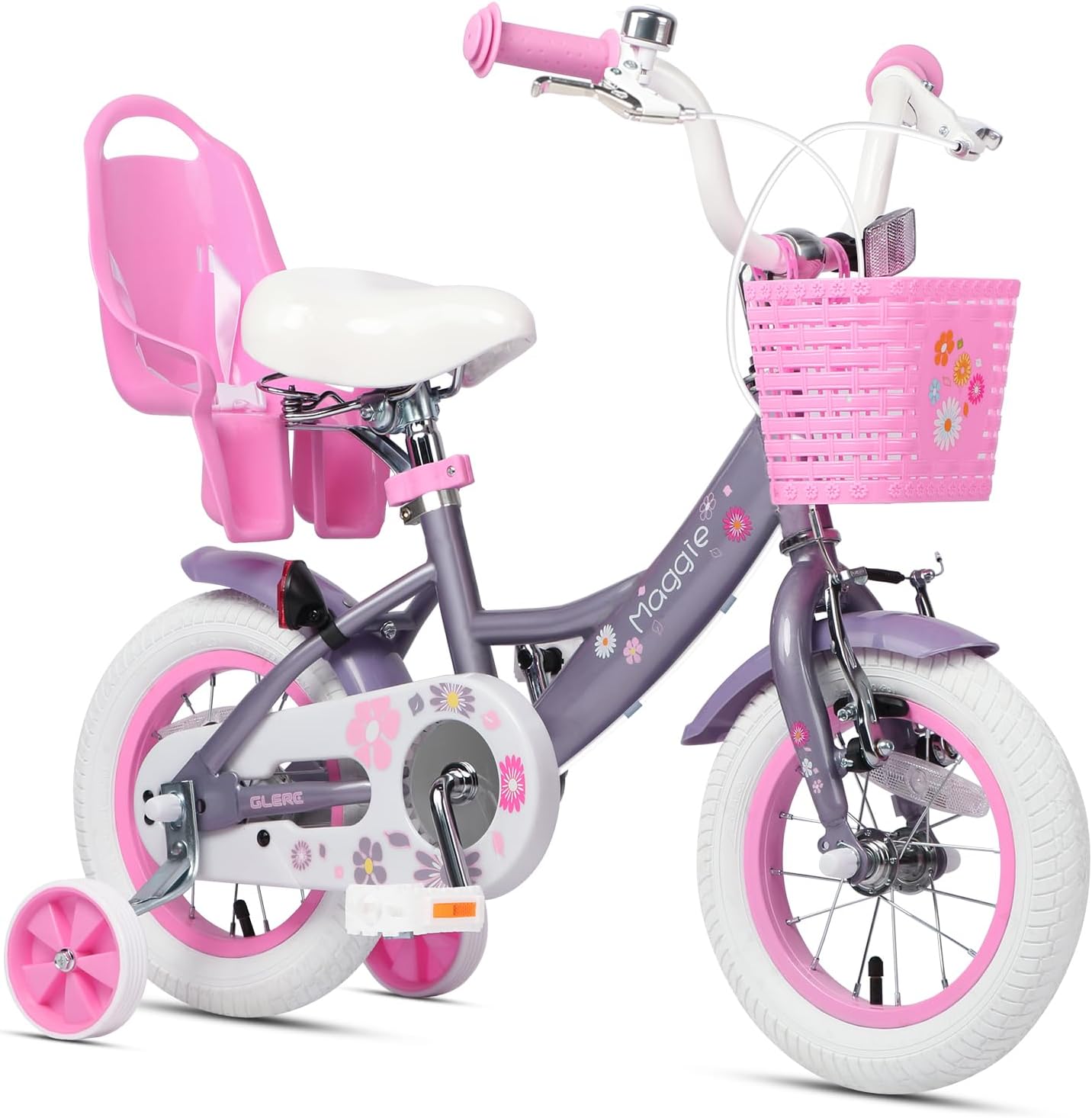 – Maggie 12 14 16 20 Inch Kids Bike for 2-13 Years Old, Girls Bicycle with Doll-Seat & Basket & Stabilisers & Kickstand, Multiple Colors