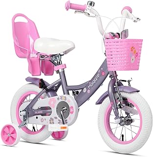 Maggie 12 14 16 20 Inch Kids Bike for 2-13 Years Old, Girls Bicycle with Doll-Seat & Basket & Stabilisers & Kickstand, Multiple Colors