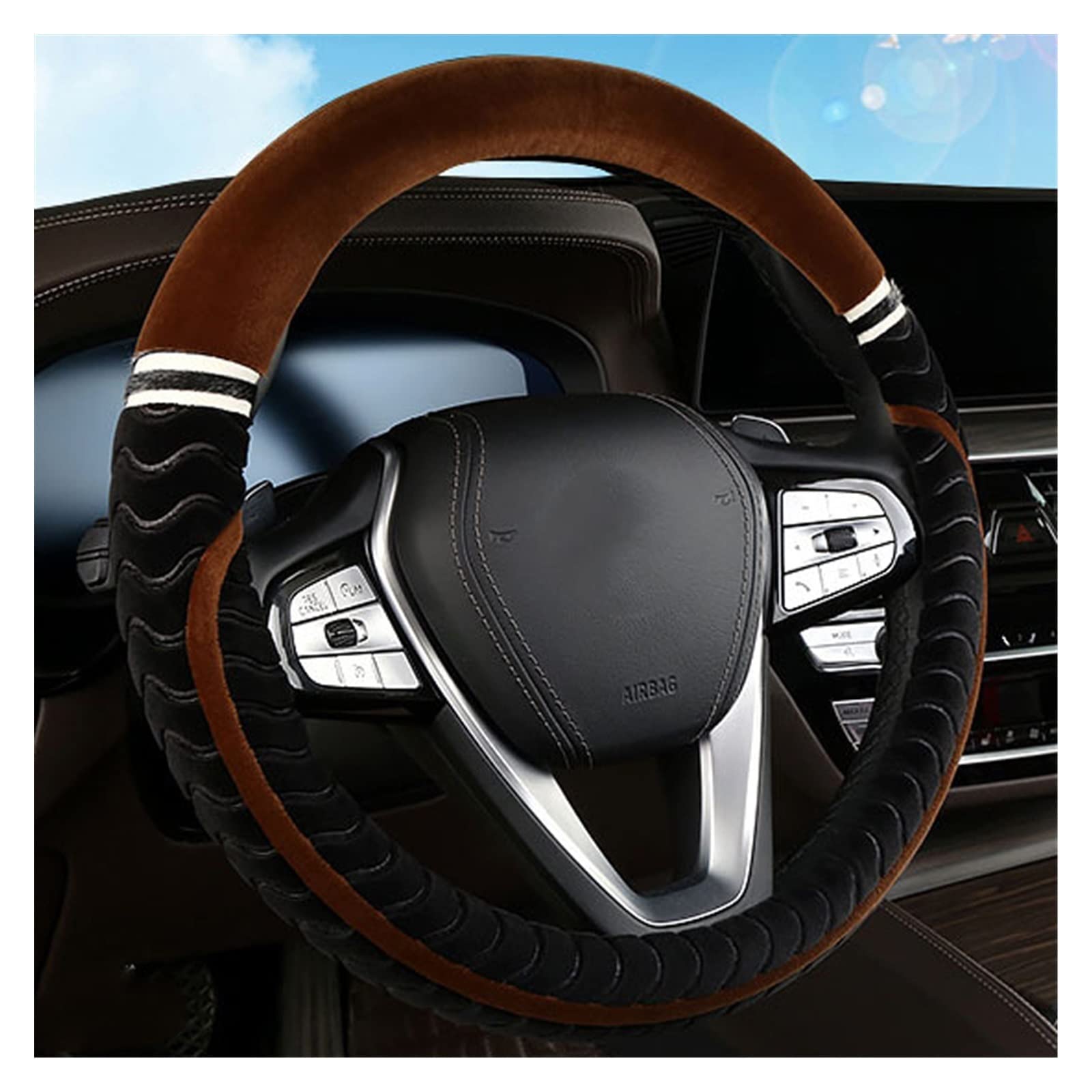 Coprivolante universale per auto da 15 pollici, morbido, antiscivolo, accessori interni per l'inverno caldo | Leroy Merlin