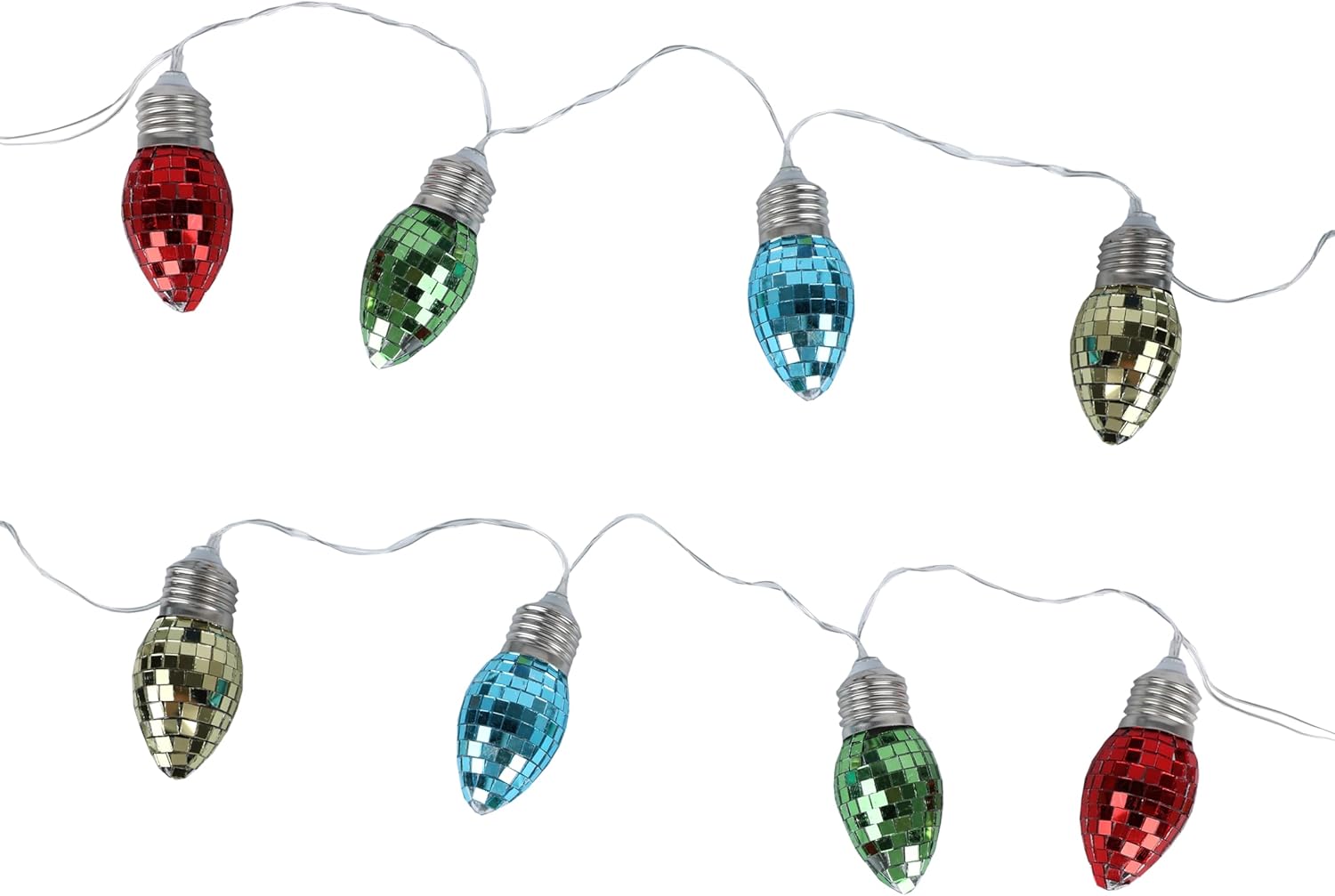 Talking Tables Christmas Bulb Disco LED String Lights Indoor Bedroom Table Decorations Fairy Lights Warm Glow for NYE Party Home Décor, Battery Not Included, 4.9ft Blue Red Green Yellow Holiday Xmas