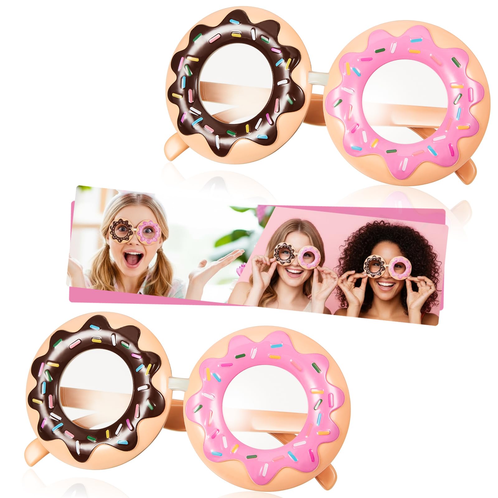 - Frienda 2 Pieces Donut Glasses Donut Costume Glasses Novelty Party Donut Eyeglasses for Funny Snack Party Donut Birthday Party Favors Accessories