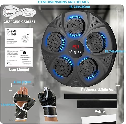 Miniatura 6 de Máquina electrónica de boxeo de música, equipo de boxeo de entrenamiento de boxeo, máquina de boxeo montada en la pared, máquina de entrenamiento de