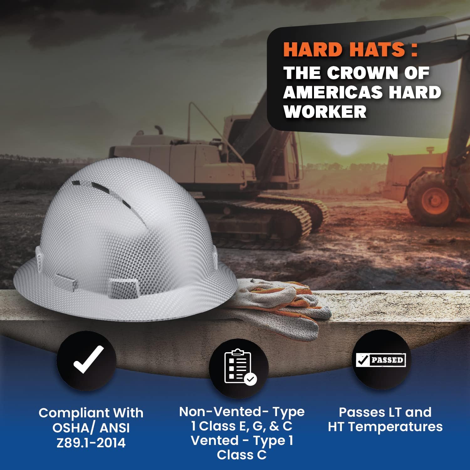 ACERPAL Full Brim Vented Tattoo/Skull Design Matte Finish OSHA Construction Hard Hat with 6-Point Suspension