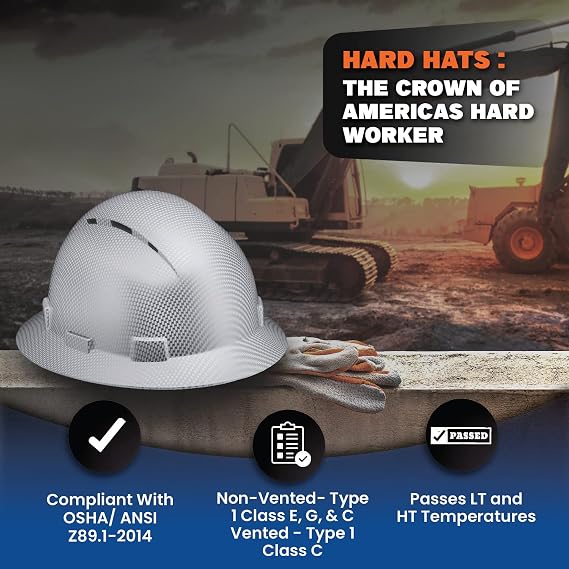 Full Brim Vented Tattoo/Skull Design Matte Finish OSHA Construction Hard Hat with 6-Point Suspension