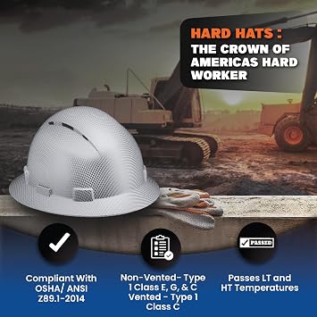 Full Brim Vented Tattoo/Skull Design Matte Finish OSHA Construction Hard Hat with 6-Point Suspension