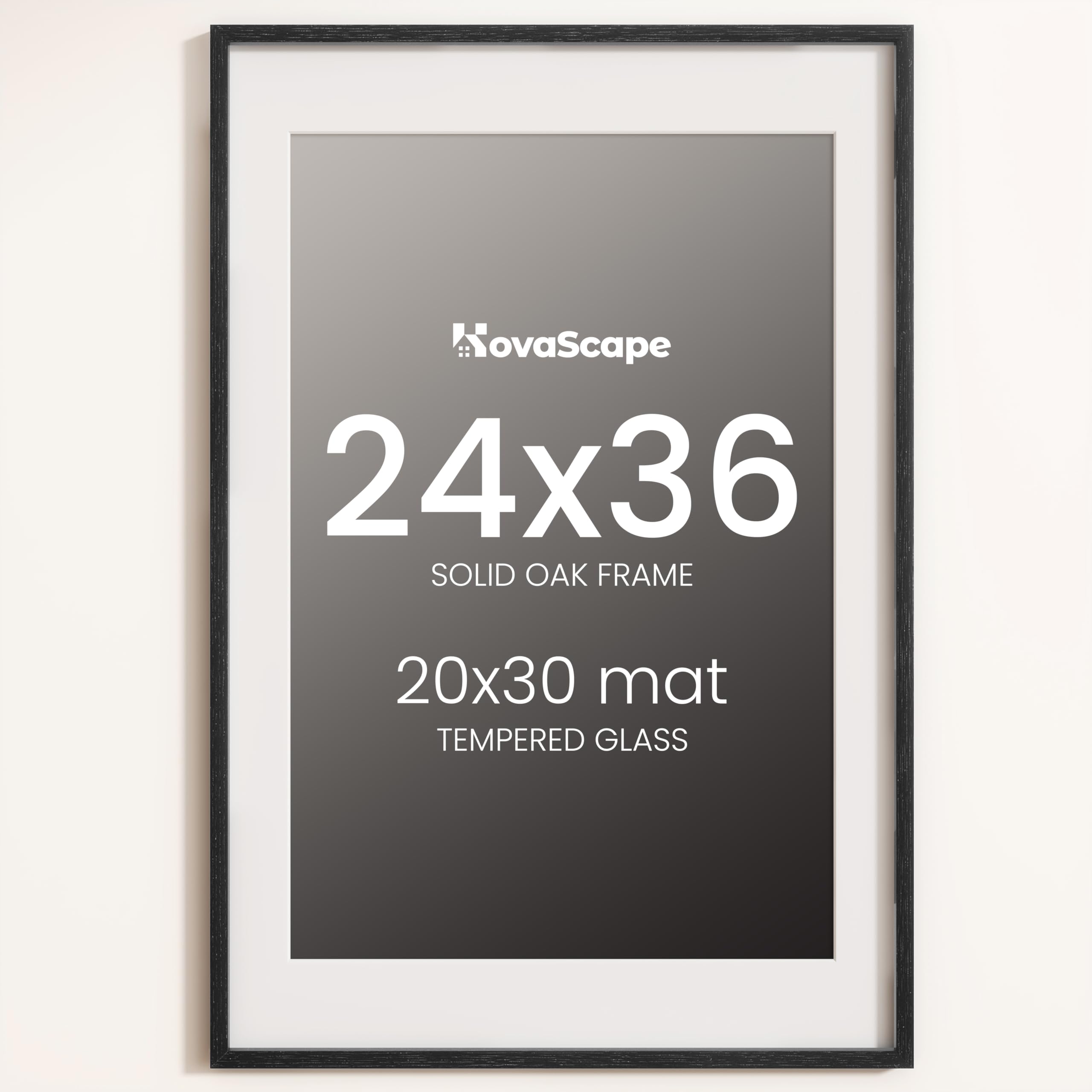 KovaScape 24x36 Photo Frame, Natural Solid Oak Wood Picture Frame with HD Tempered Glass, Modern Minimalist Wooden Frame Matted for 20x30 Photos, Versatile Wall Hanging & Tabletop Display