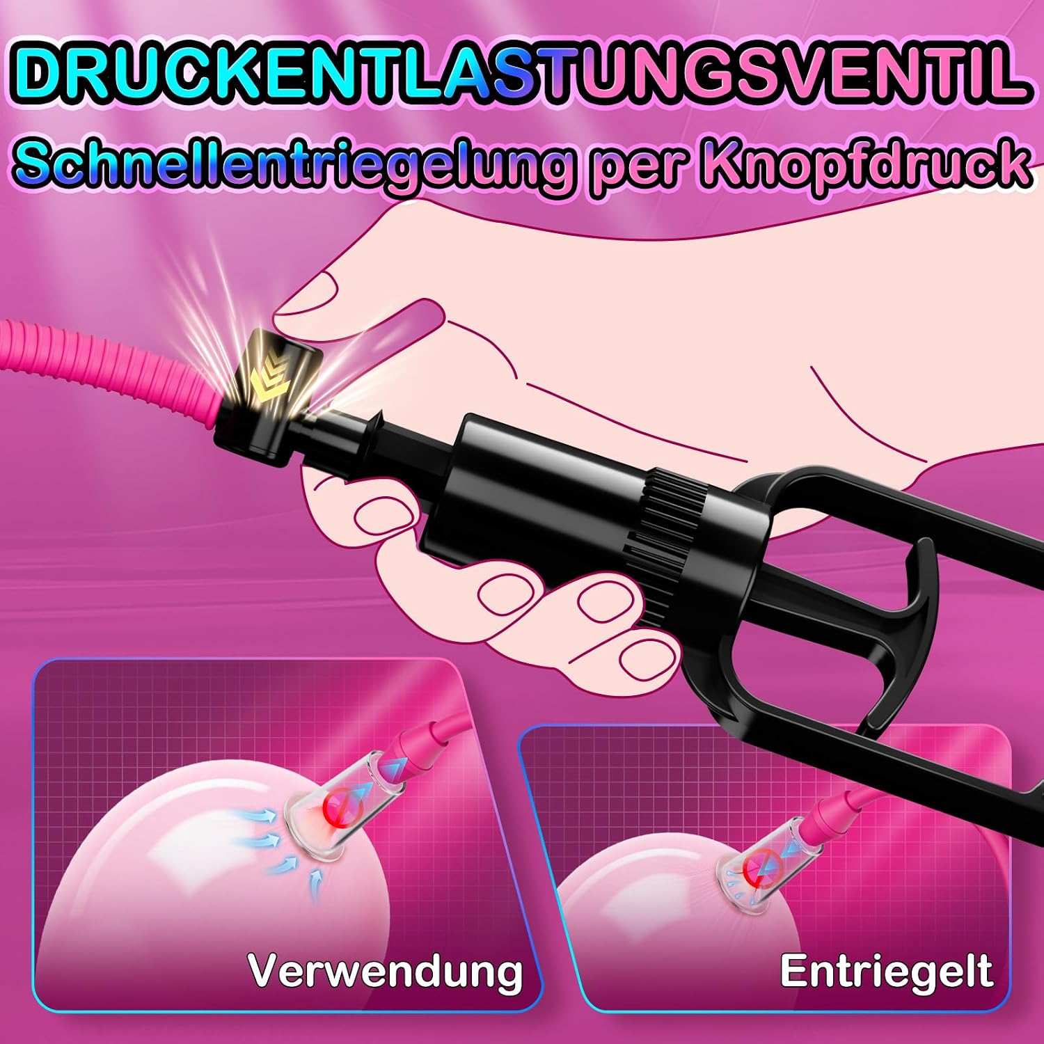 Muschipumpen Nippelpumpen Sex Spielzeug für die Frau - Sexspielzeug, Manuelle Vagina Pumpe mit 5 Saugstufen & 3 Nippelsauger,Sex Spielzeug für die Paare Vacuum Pump Verbessert Sexuelles Sexspielzeug. - 2