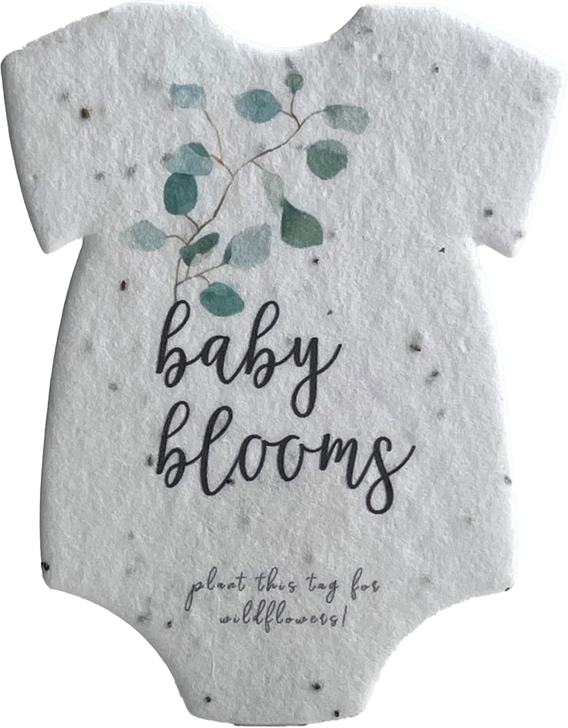 Of The Earth Handmade Paper - Infant Bodysuit Shaped Seed Paper - Baby Shower Favors - Printed Designs - 3" x 2" - Set of 24 (Baby Blooms Green)