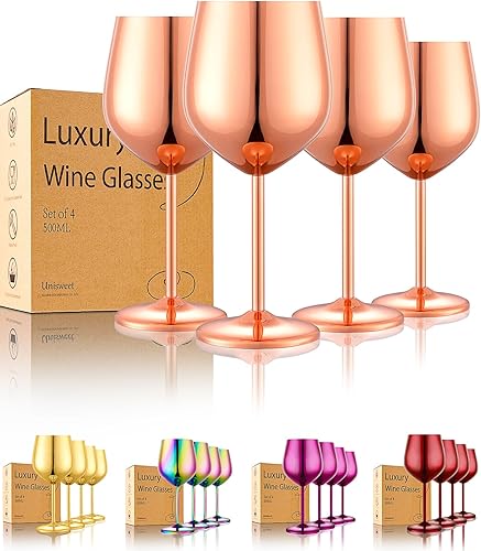 Miniatura 13 de Juego de 4 Copas de Vino de Acero Inoxidable Irrompibles Verdes de 18 oz, Copas de Vino de Metal Únicas para Exteriores, Viajes, Camping, Piscina,