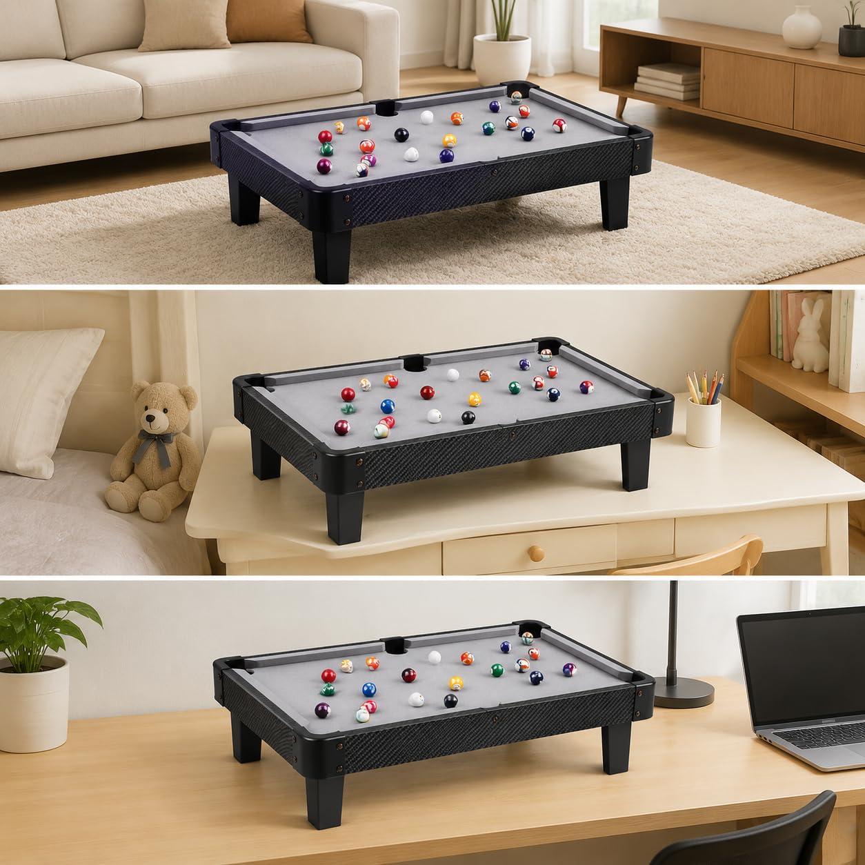 Mesa Billar compacta para niños, Juego Billar Infantil portátil – Mini Billar para diversión en casa