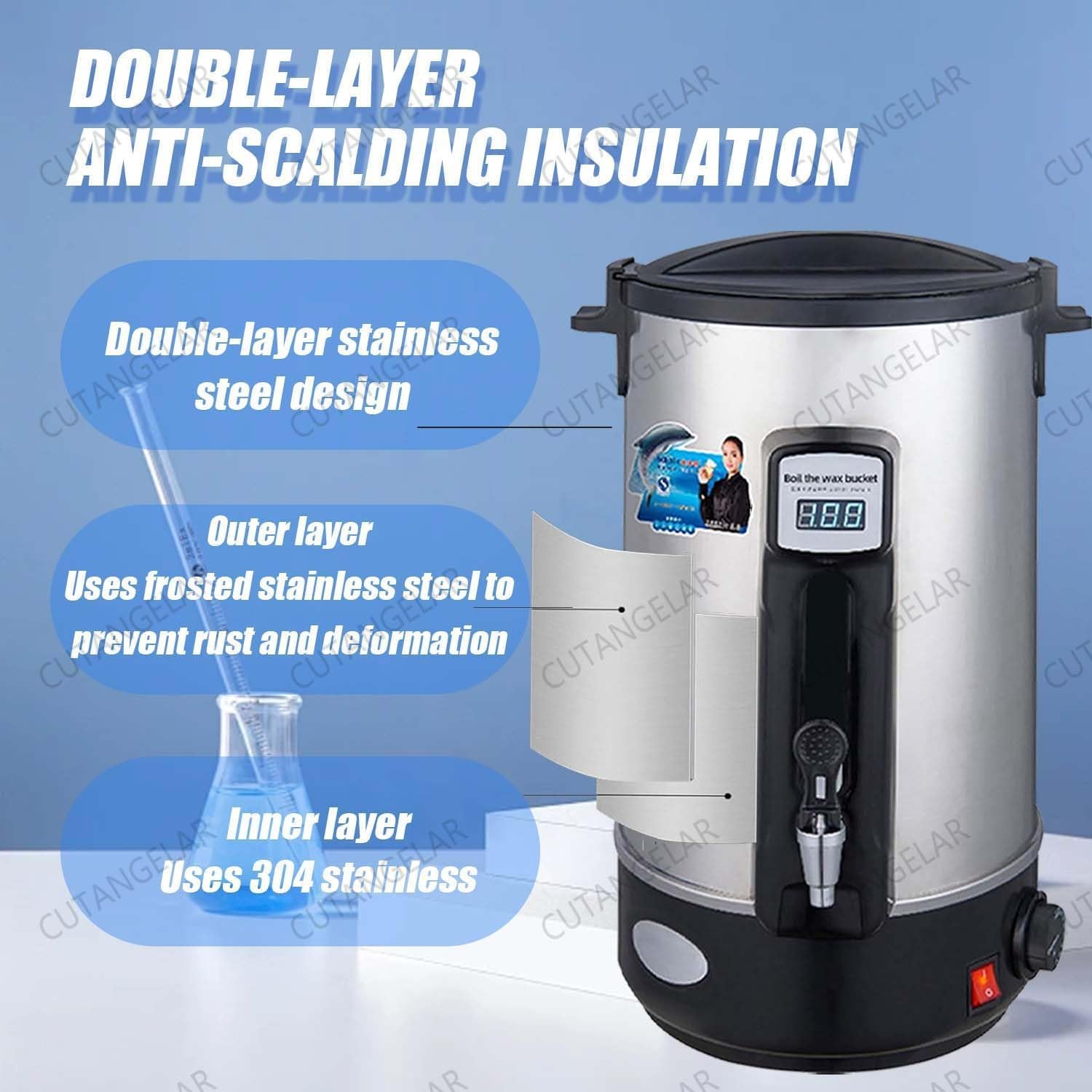 CUTANGELAR Commercial Grade Wax Melting Furnace, Melting Time 5-10 Minutes, Two-Color Indicator Light, Gift Basket, Candle Making Equipment(10L)