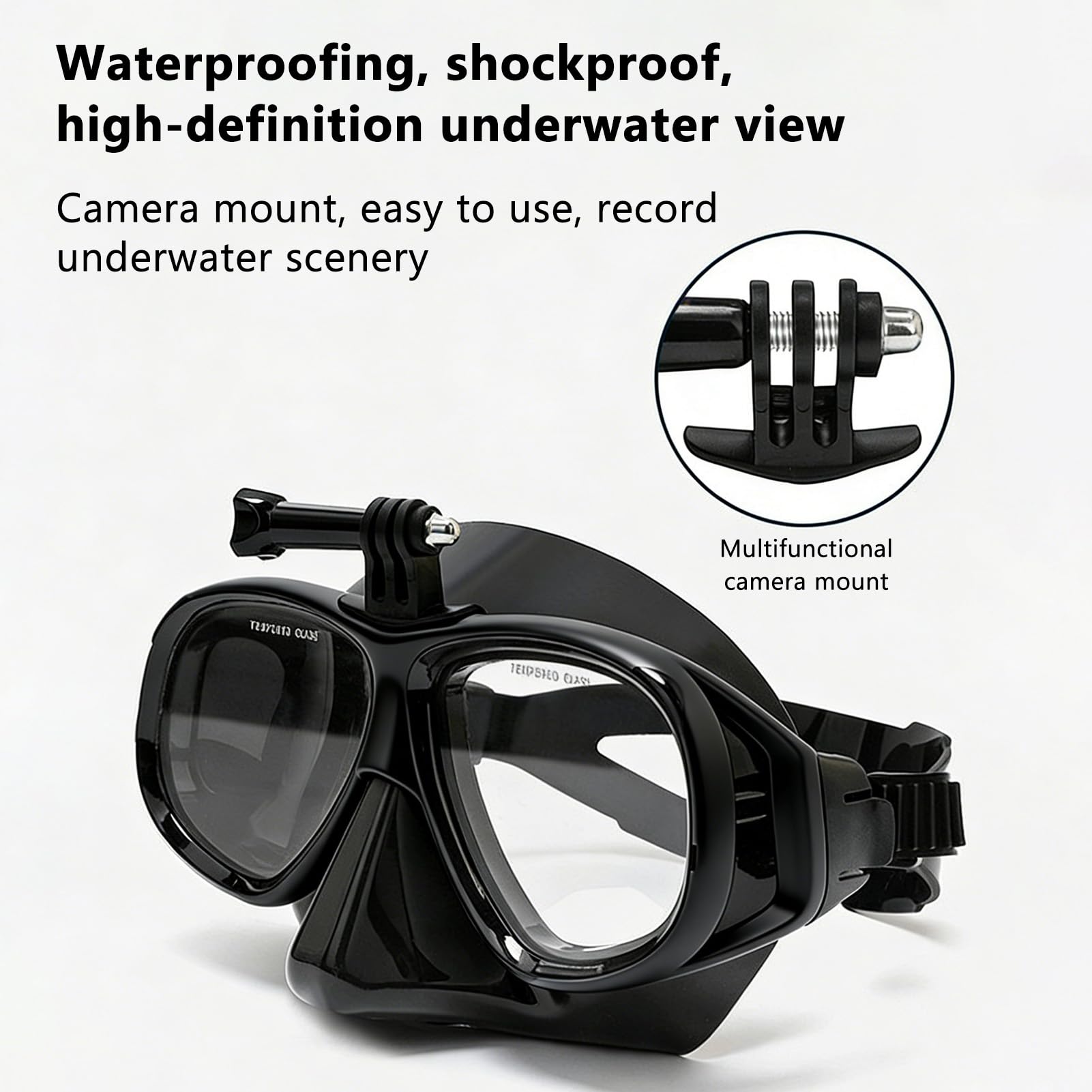 Máscara Snorkel Seca con Soporte Cámara, Gafa Silicona Cómoda | Equipo de Snorkel con Base para cámara; System Seco Respirable, Ideal para Buceo Turístico y Viajes