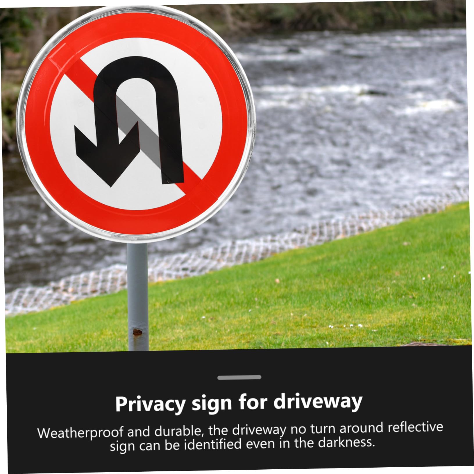 SOIMISS Panneau Métal Interdiction de Demi-tour Réfléchissant pour Allée Privée Signalisation Routière Durable Facile à Installer Indicateur de Restriction de Demi-tour pour Propriété
