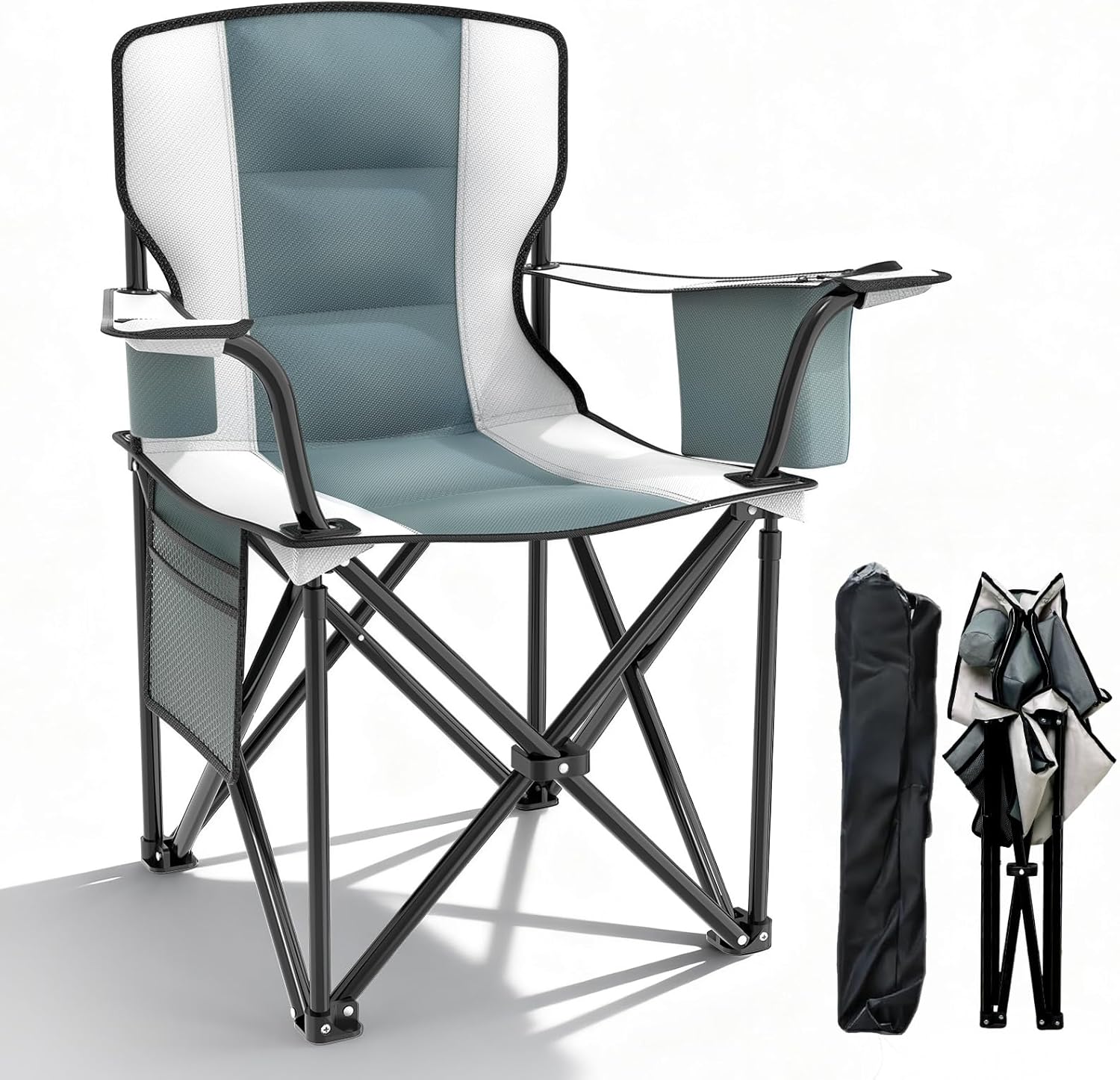 Heavy Duty Camping Chairs 600D Oxford Portable Folding Chair – Extra Wide Armrests, Cup Holder & Cooler Bag, Supports 350lbs, Ideal for Outdoor, Beach, Picnic & Sports Heavy Duty Camping Chairs 600D Oxford Portable Folding Chair – Extra Wide Armrests, Cup Holder & Cooler Bag, Supports 350lbs, Ideal for Outdoor, Beach, Picnic & Sports