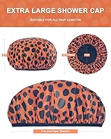 Vista 2 de Auban Gorro de Ducha, Gorro de Ducha para Mujeres con Forro de Tela de Rizo Exterior de EVA Reutilizable de Doble Capa Impermeable, Gorro de Baño