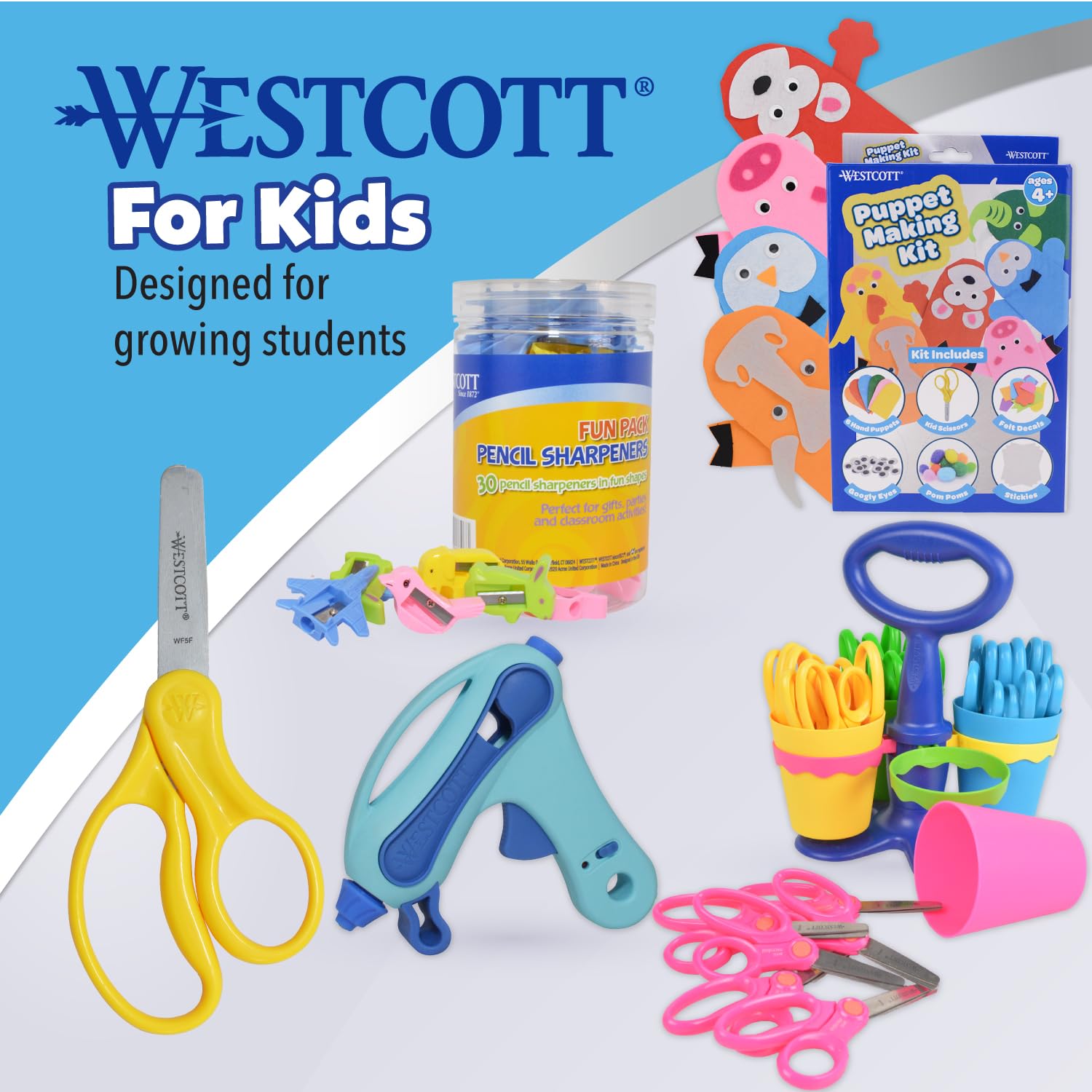 Westcott Forbici di sicurezza smussate per bambini da 12,7 cm, con protezione antimicrobica, assortite, confezione da 12 (14871)