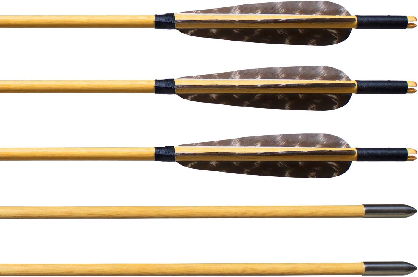 Albertu 12 Pcs Hunting Arrows Wooden Target Arrows 5" Turkey Feather Fletching Archery Arrows with Field Points for Recurve Bow or Longbow