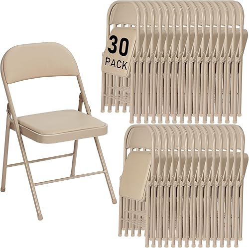 Miniatura 23 de Paquete de 6 sillas plegables blancas con cojín acolchado y respaldo para exteriores, sillas plegables comerciales apilables portátiles con marco