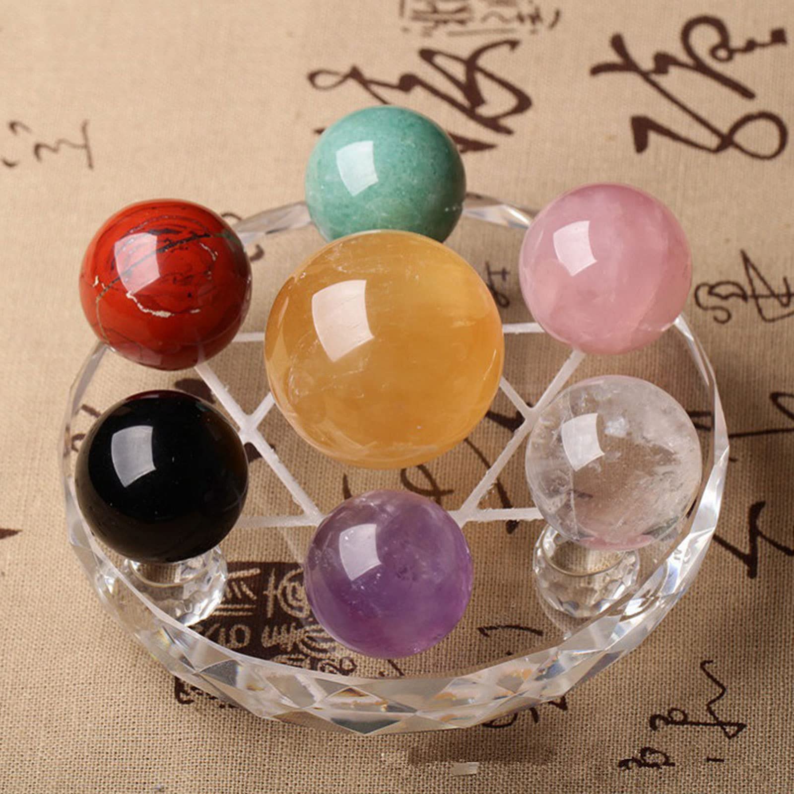 7 Bolas de Piedras de Cristal Naturales, Esfera, Adornos de Siete Estrellas for Fengshui Reiki, Piedras caídas Que equilibran Regalos metafísicos, Regalo 5,9 (Size : 4.7)
