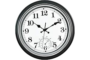 12-Inch Outdoor Clock and Thermometer: Retro Charm for Accurate Timekeeping and Temperature Monitoring