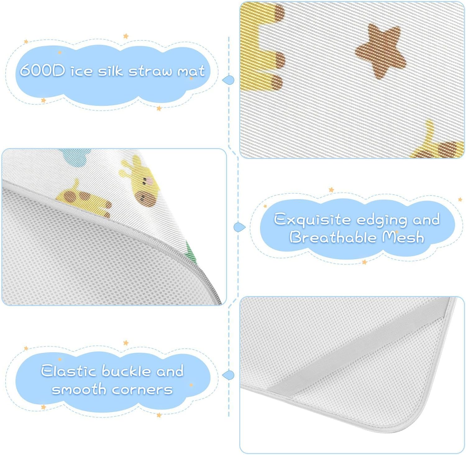Cute Cartoon Yellow Giraffe Cooling Baby Mattress pad Protector 28" x 52" Breathable Pads for Bed for Baby&Toddler