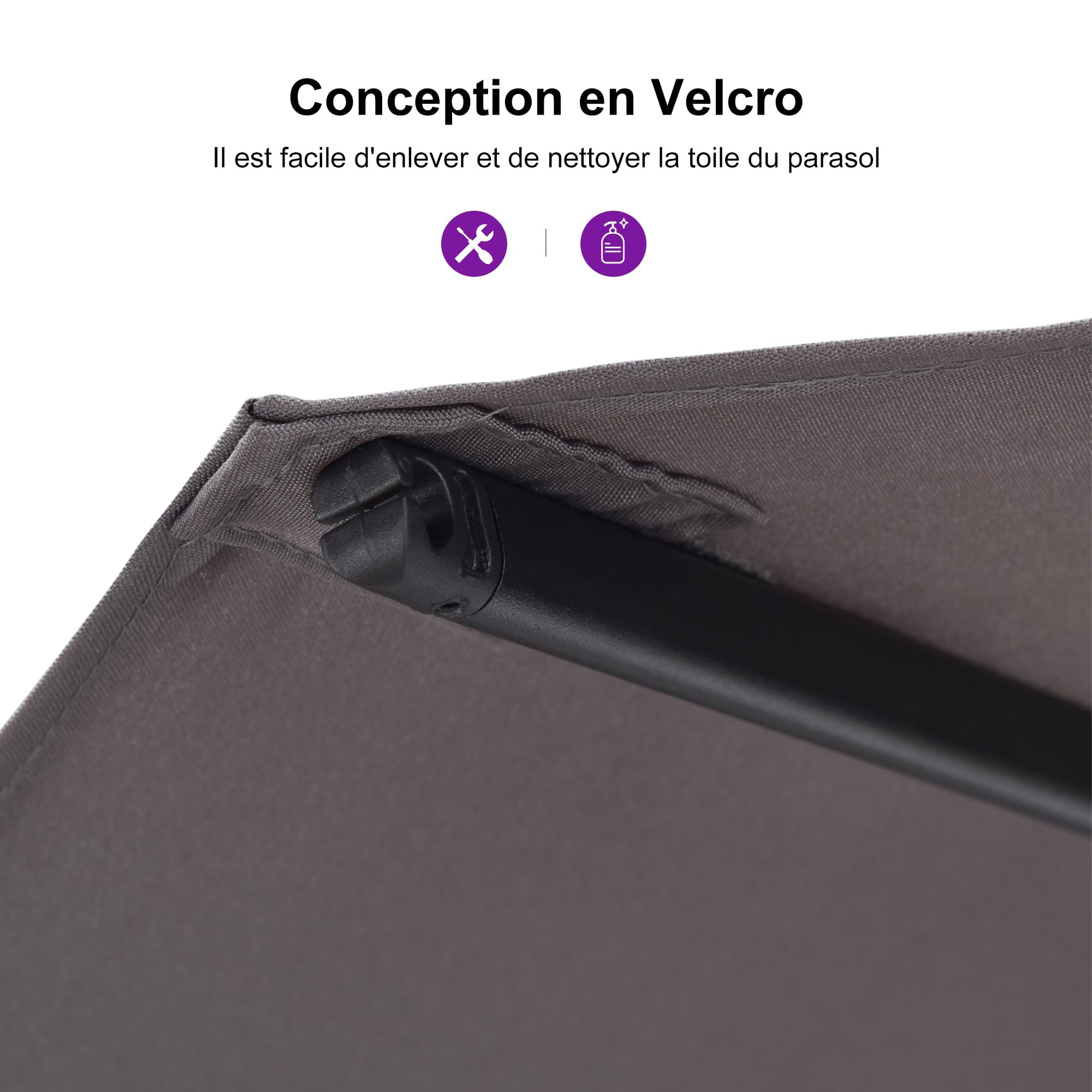 PURPLE LEAF Parasol de Jardin Extérieur avec Pied 4,25 x 2,45 x 2,4 m Gris